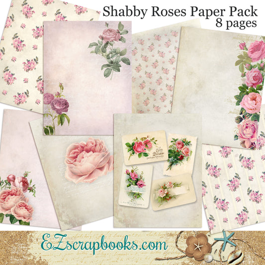 Shabby Roses Journal Paper Pack - 7048 - EZscrapbooks Scrapbook Layouts Journals