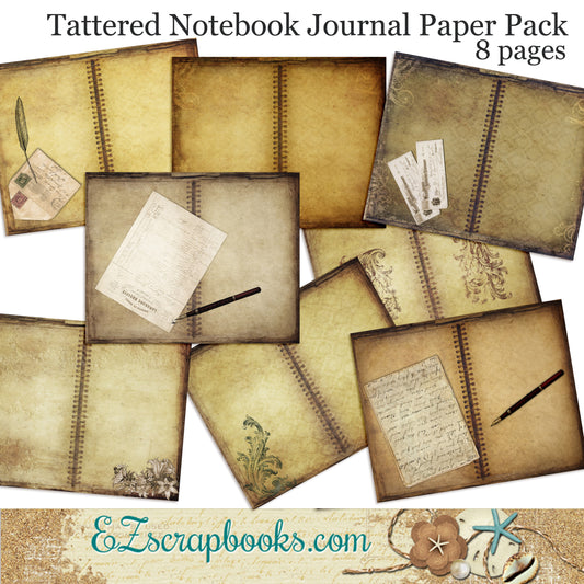 Tattered Notebook Journal Paper Pack - 7052 - EZscrapbooks Scrapbook Layouts Journals