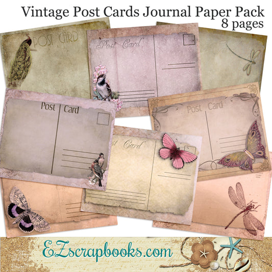 Vintage Postcards Journal Paper Pack - 7053 - EZscrapbooks Scrapbook Layouts Journals