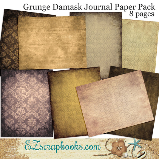 Grunge Damask Journal Paper Pack - 7058 - EZscrapbooks Scrapbook Layouts Journals