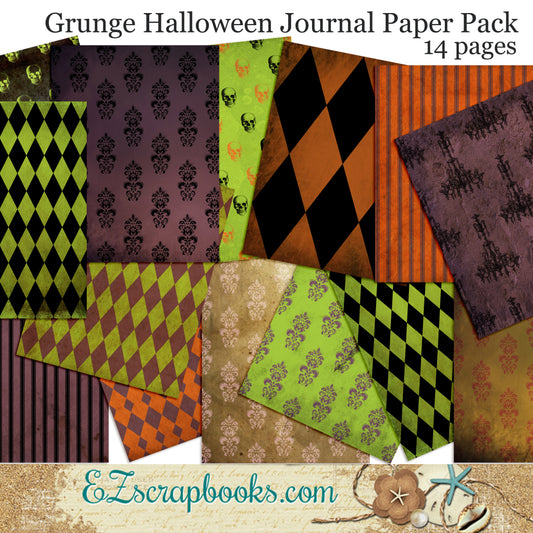 Grunge Halloween Journal Paper Pack - 7059 - EZscrapbooks Scrapbook Layouts Journals