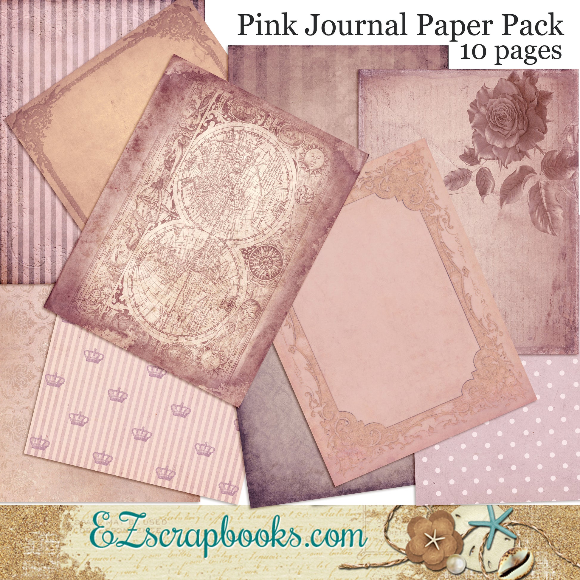 Pink Journal Paper Pack - 7064 - EZscrapbooks Scrapbook Layouts Journals