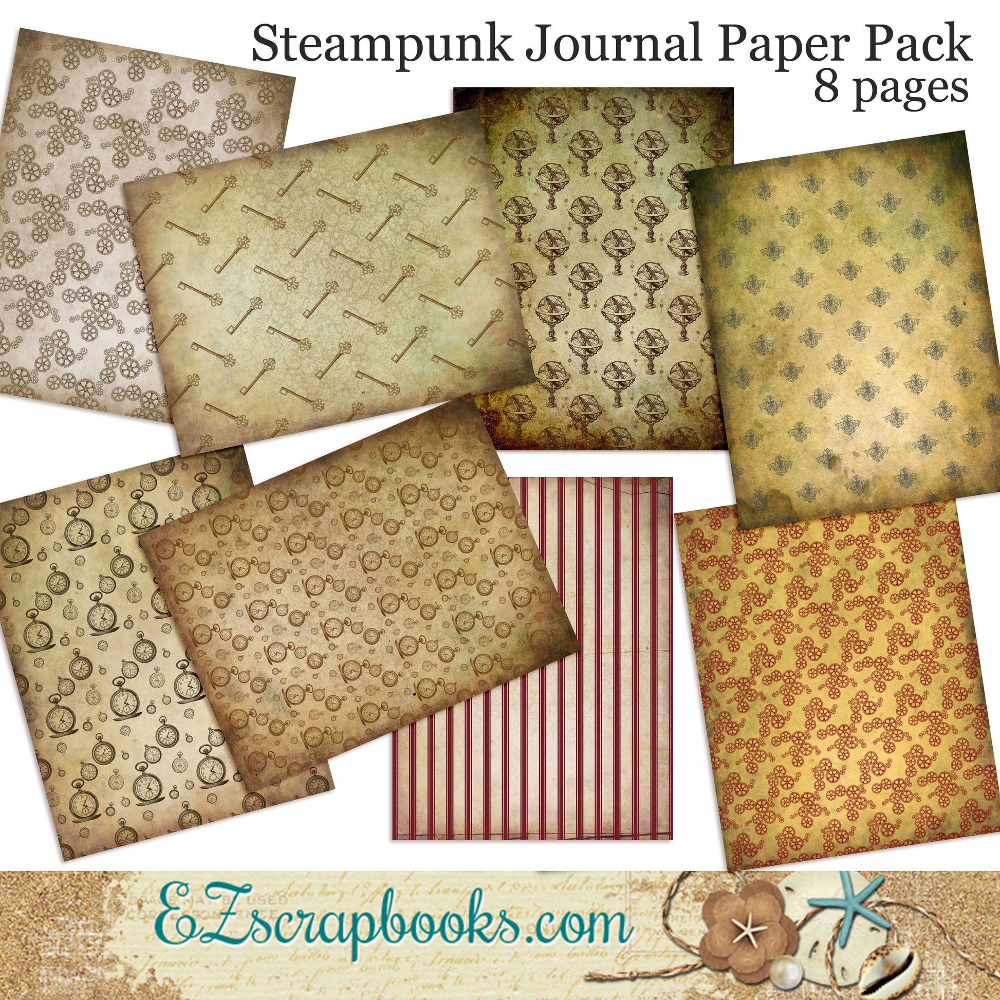 Steampunk Journal Paper Pack - 7067 - EZscrapbooks Scrapbook Layouts Journals