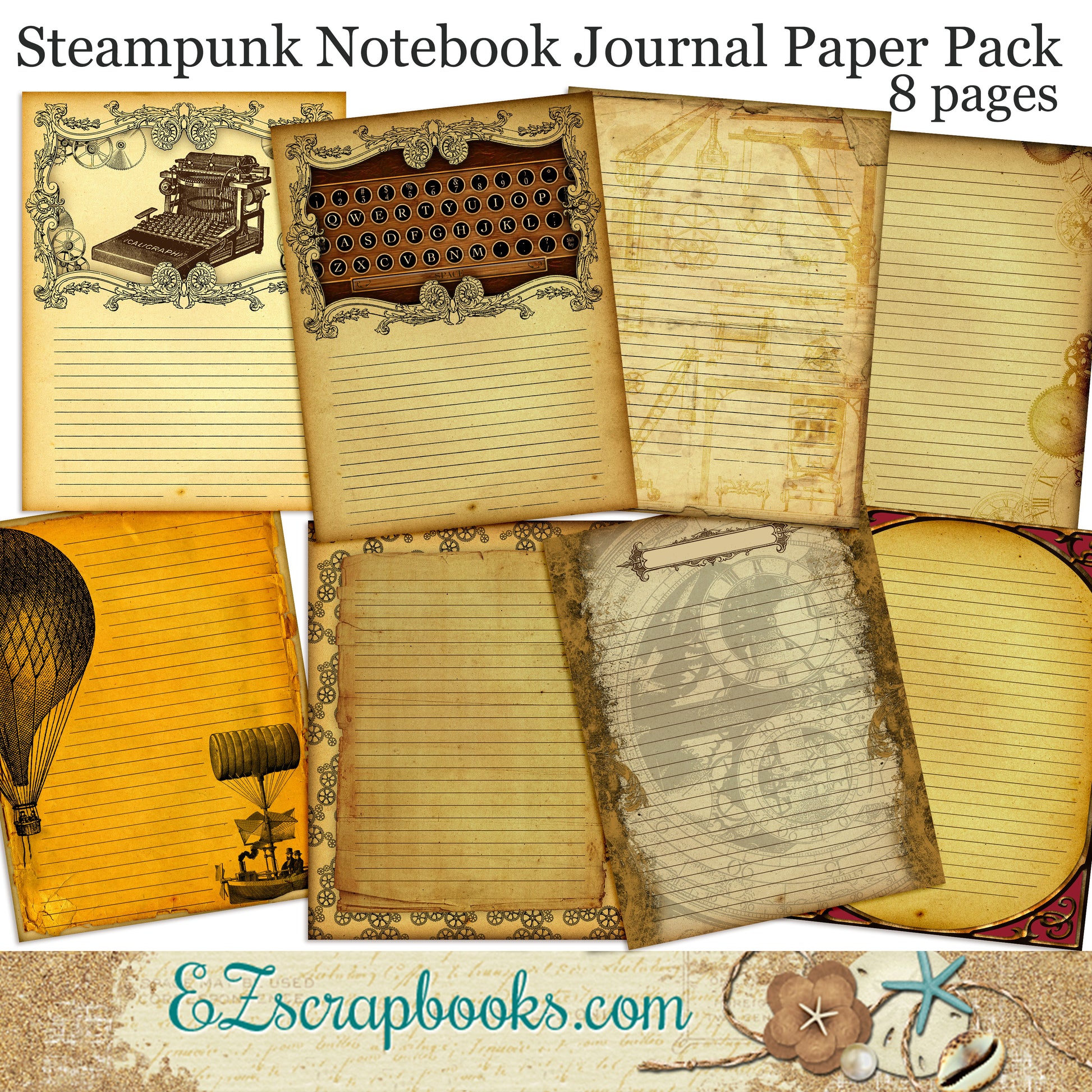 Steampunk Notebook Journal Paper Pack - 7069 - EZscrapbooks Scrapbook Layouts Journals