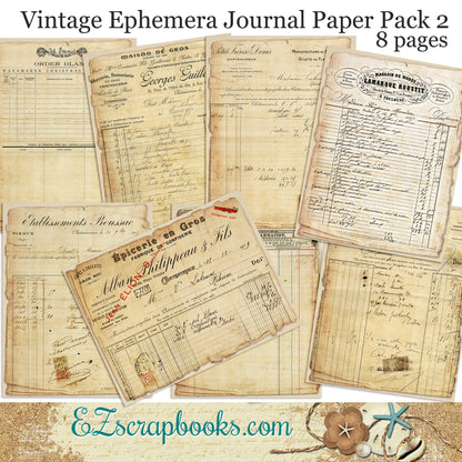 Vintage Ephemera 2 Journal Paper Pack - 7072 - EZscrapbooks Scrapbook Layouts Journals
