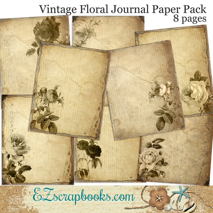 Vintage Floral Journal Paper Pack - 7074 - EZscrapbooks Scrapbook Layouts Journals