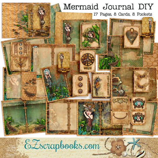Steampunk Mermaid Journal DIY - 7087 - EZscrapbooks Scrapbook Layouts Journals