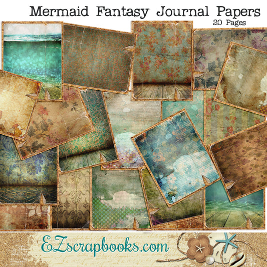 Mermaid Fantasy Journal Paper Pack - 7092 - EZscrapbooks Scrapbook Layouts Journals