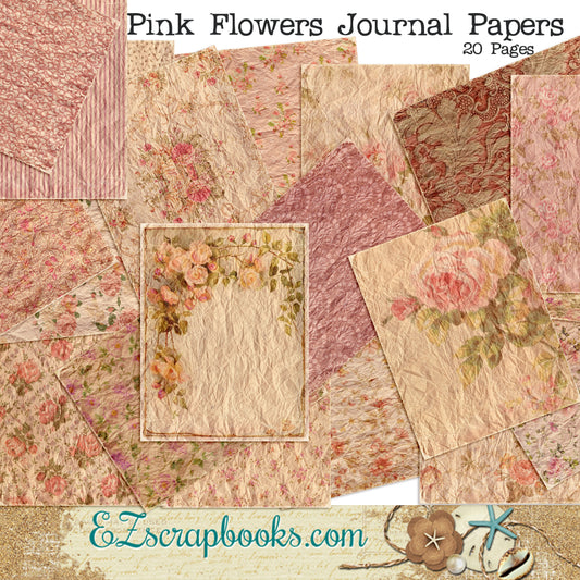 Pink Floral Journal Paper Pack - 7100 - EZscrapbooks Scrapbook Layouts Journals
