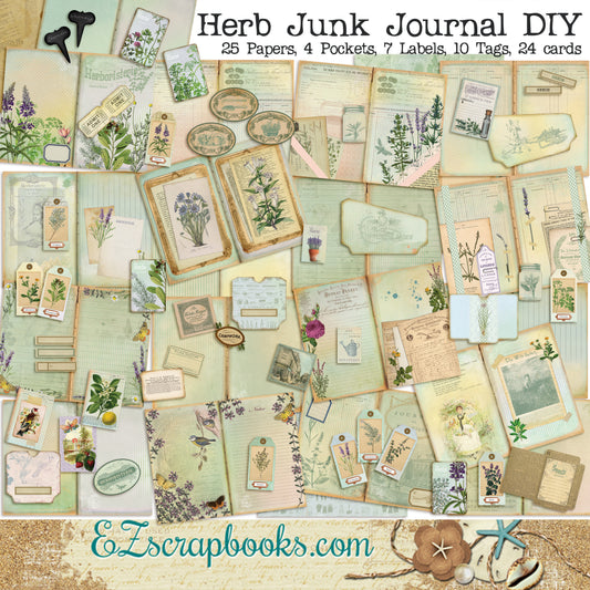 Herbs Junk Journal Kit - 7101 - EZscrapbooks Scrapbook Layouts Journals