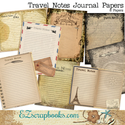 Travel Notes Journal Paper Pack - 7103 - EZscrapbooks Scrapbook Layouts Journals