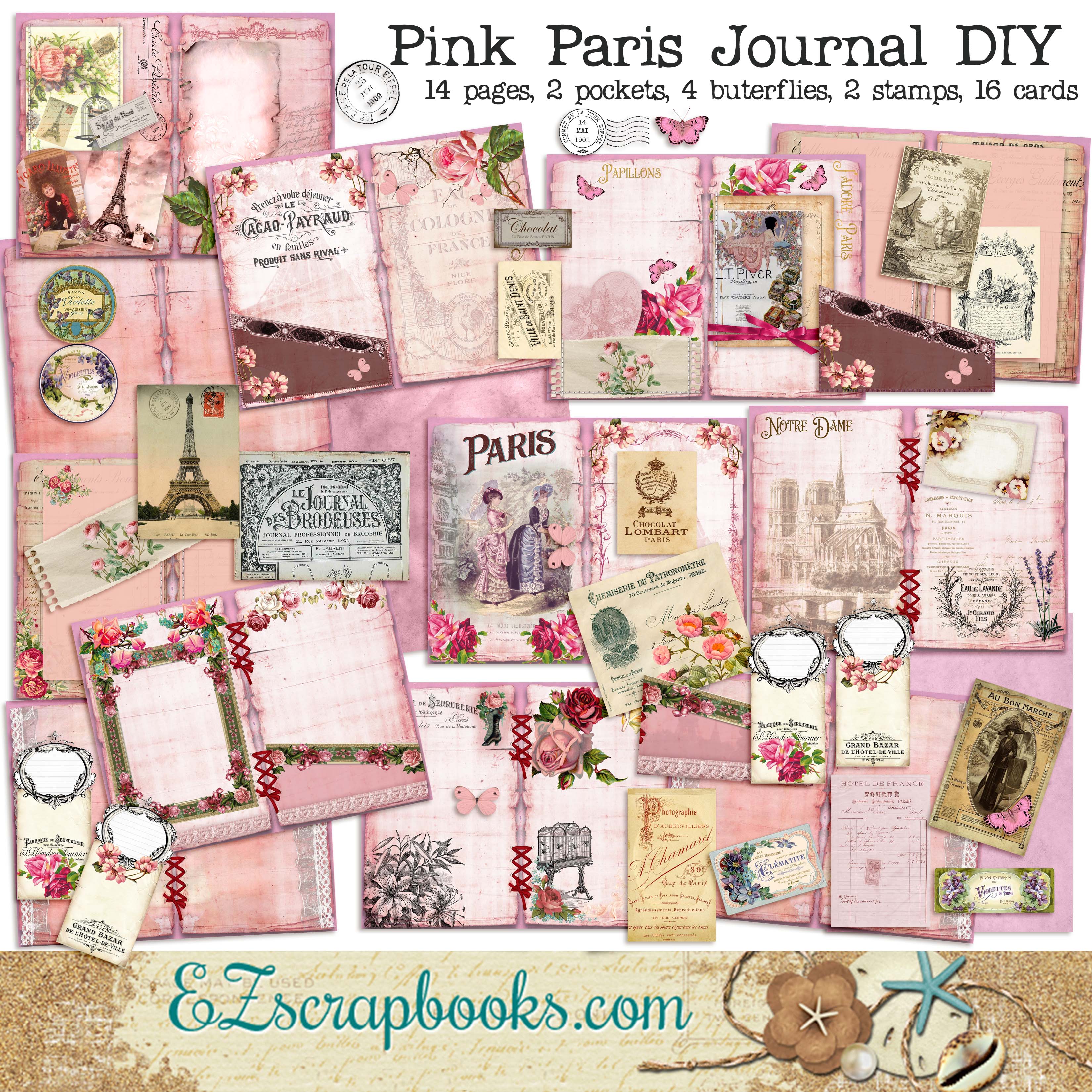 Pink Paris Junk Journal Kit - 7105 – EZscrapbooks