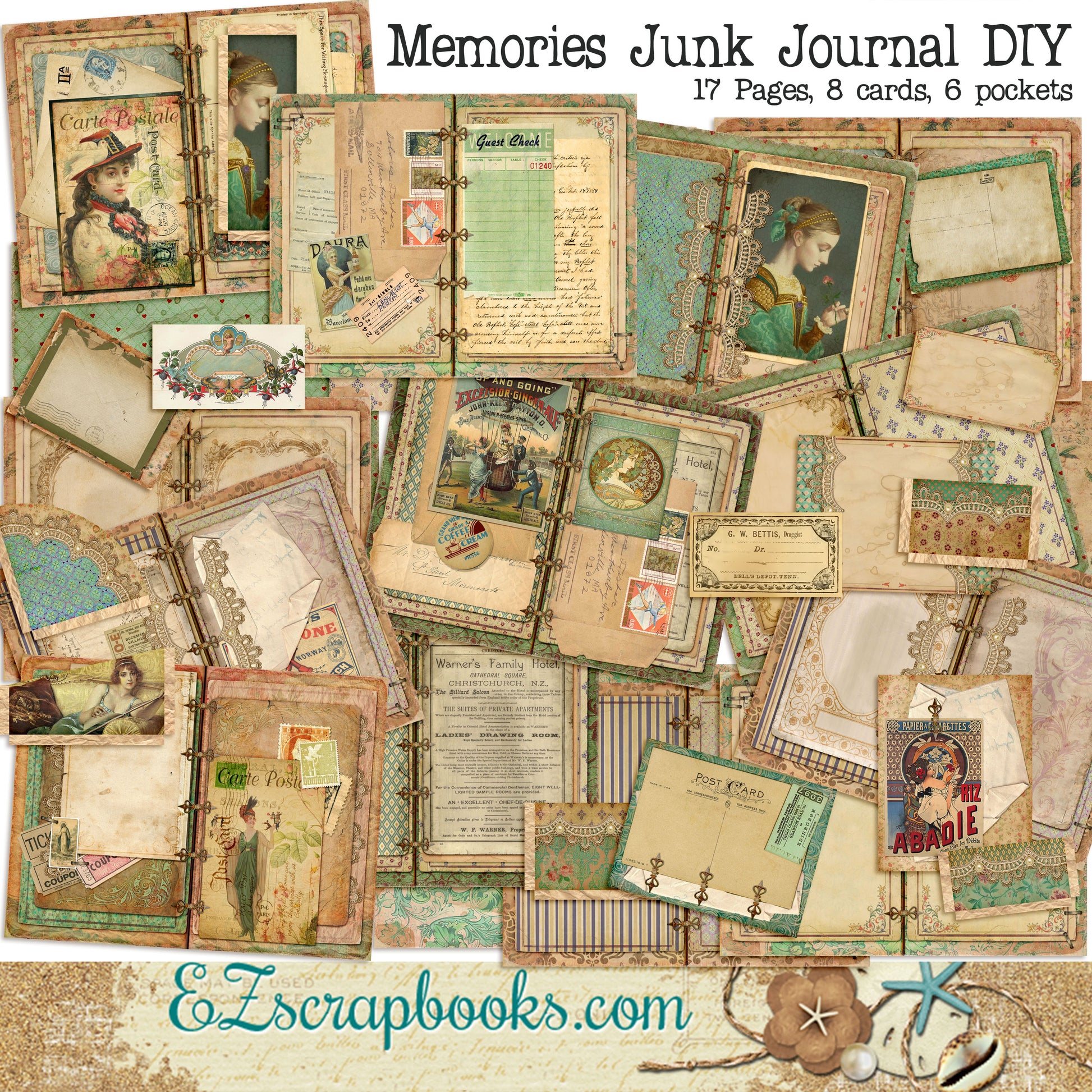Memories Junk Journal Kit - 7107 - EZscrapbooks Scrapbook Layouts Journals