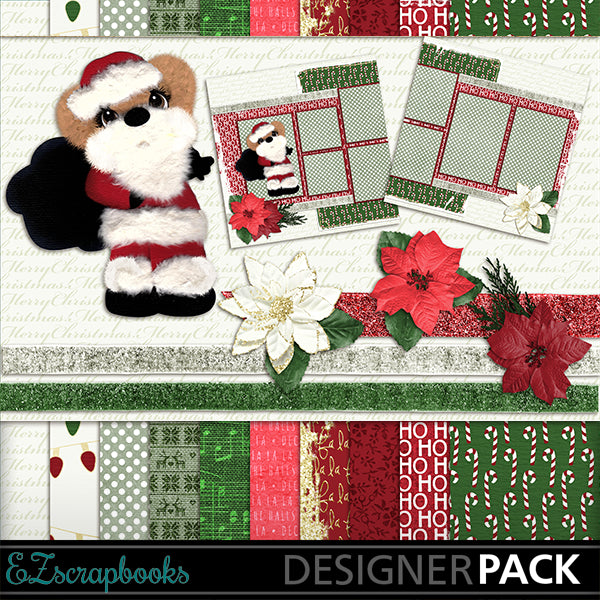 Christmas Bear Digital Kit - INSTANT DOWNLOAD - EZscrapbooks Scrapbook Layouts Christmas, Kits