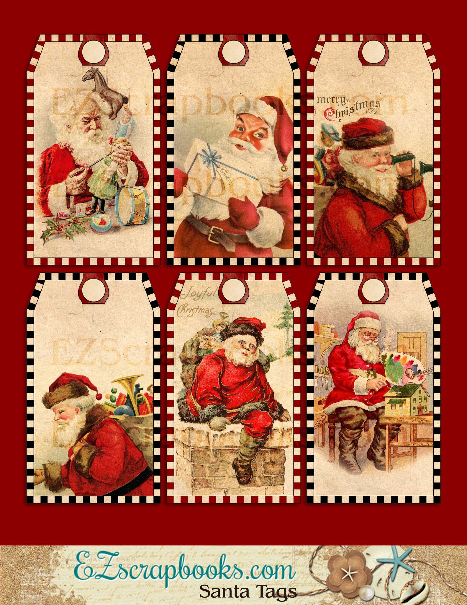 Santa Tags - 9027 - EZscrapbooks Scrapbook Layouts Christmas