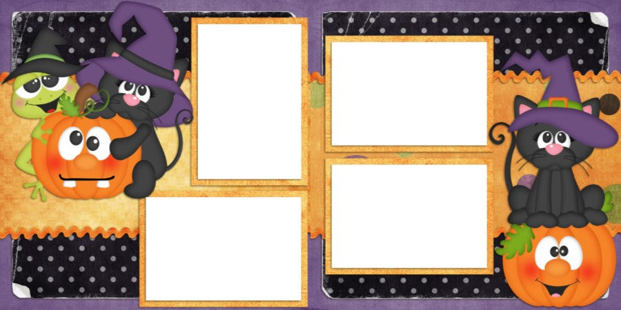 Scaredy Cat - Digital Scrapbook Pages - INSTANT DOWNLOAD - EZscrapbooks Scrapbook Layouts Halloween