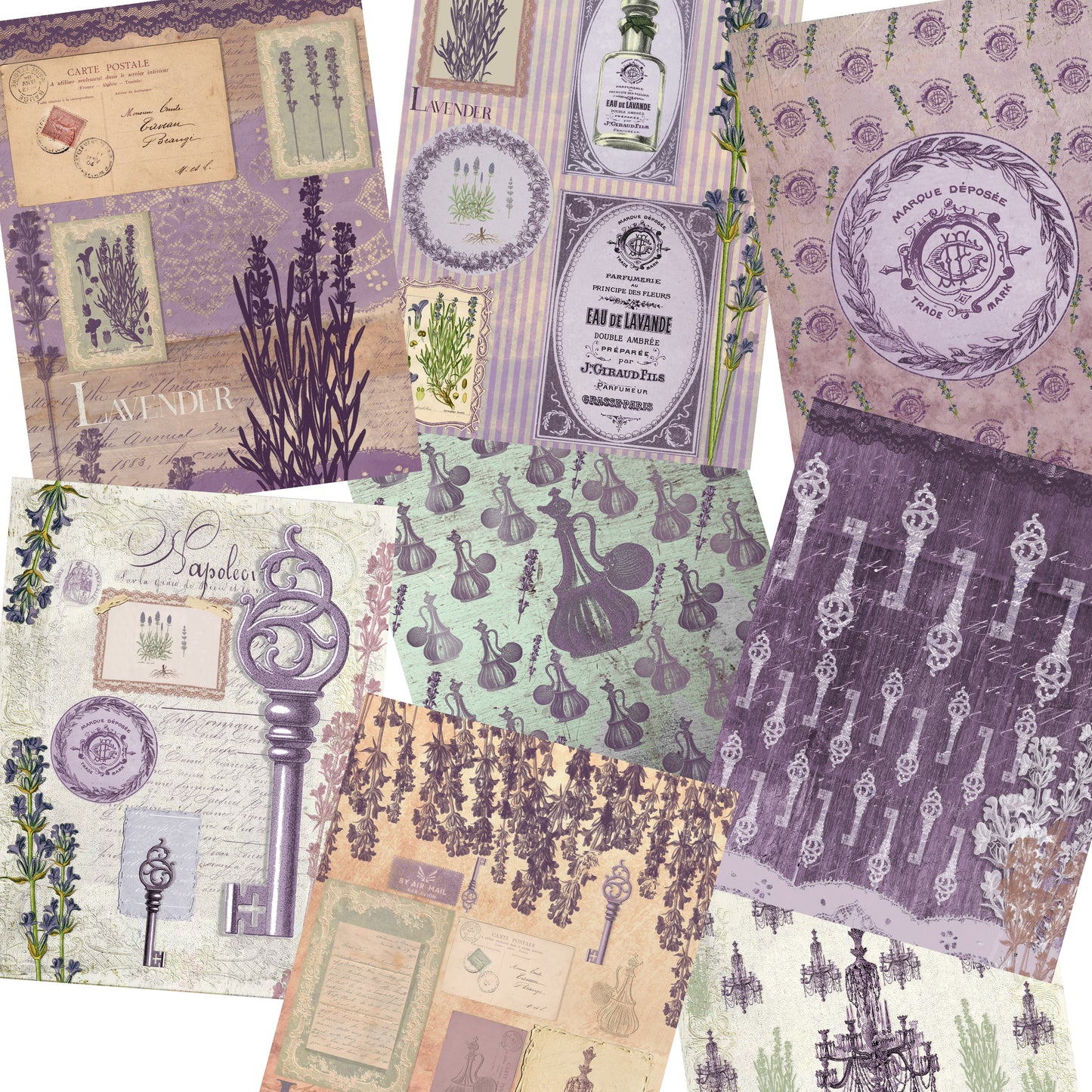 Shabby Lavender Paper Pack - 7208 - EZscrapbooks Scrapbook Layouts Journals