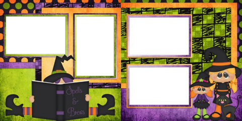 Spells - Digital Scrapbook Pages - INSTANT DOWNLOAD - EZscrapbooks Scrapbook Layouts Halloween