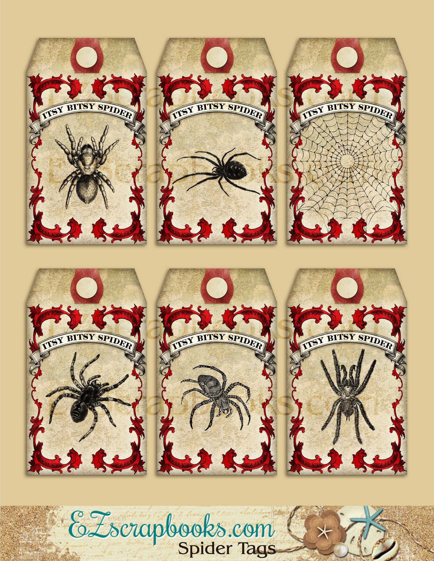 Spider Tags - 9032 - EZscrapbooks Scrapbook Layouts Halloween