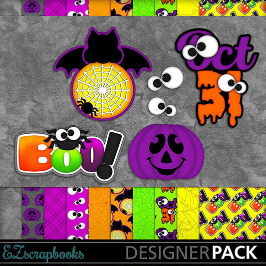 Spooky Tags - Halloween - Digital Kit - INSTANT DOWNLOAD - EZscrapbooks Scrapbook Layouts Halloween, Kits