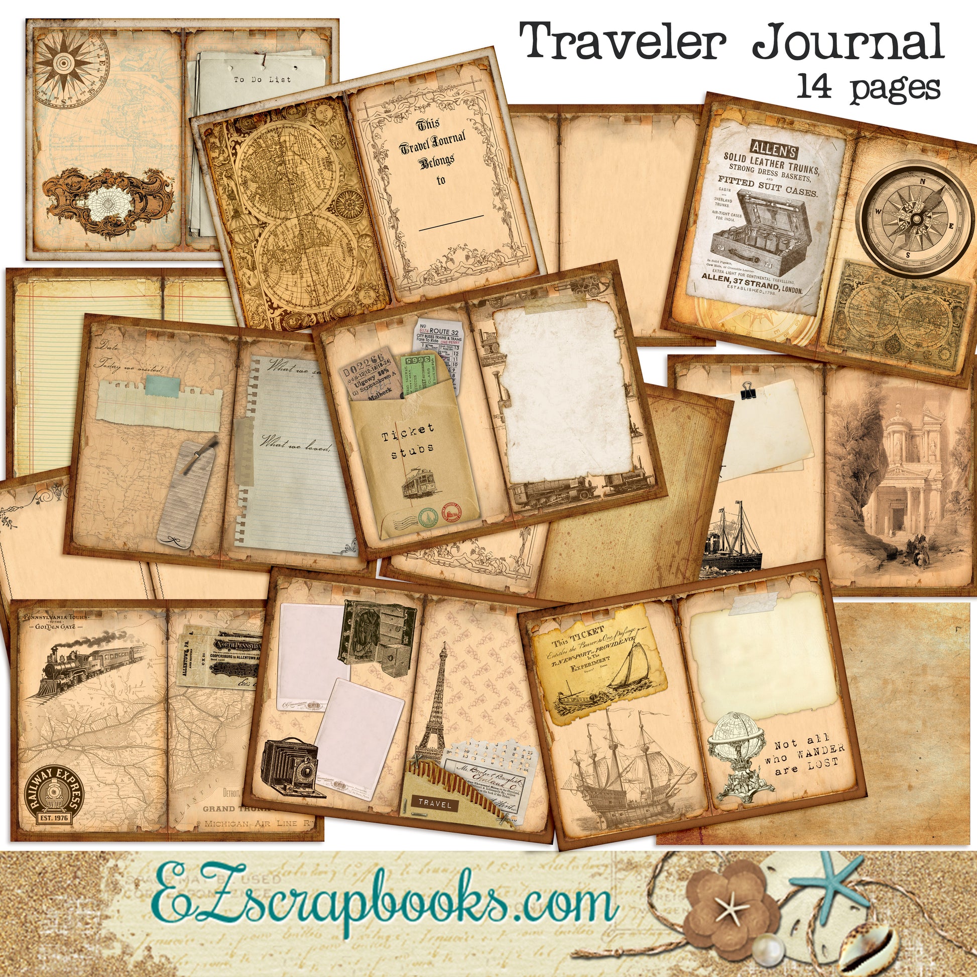 Traveler Journal - 7163 - EZscrapbooks Scrapbook Layouts Journals, travel