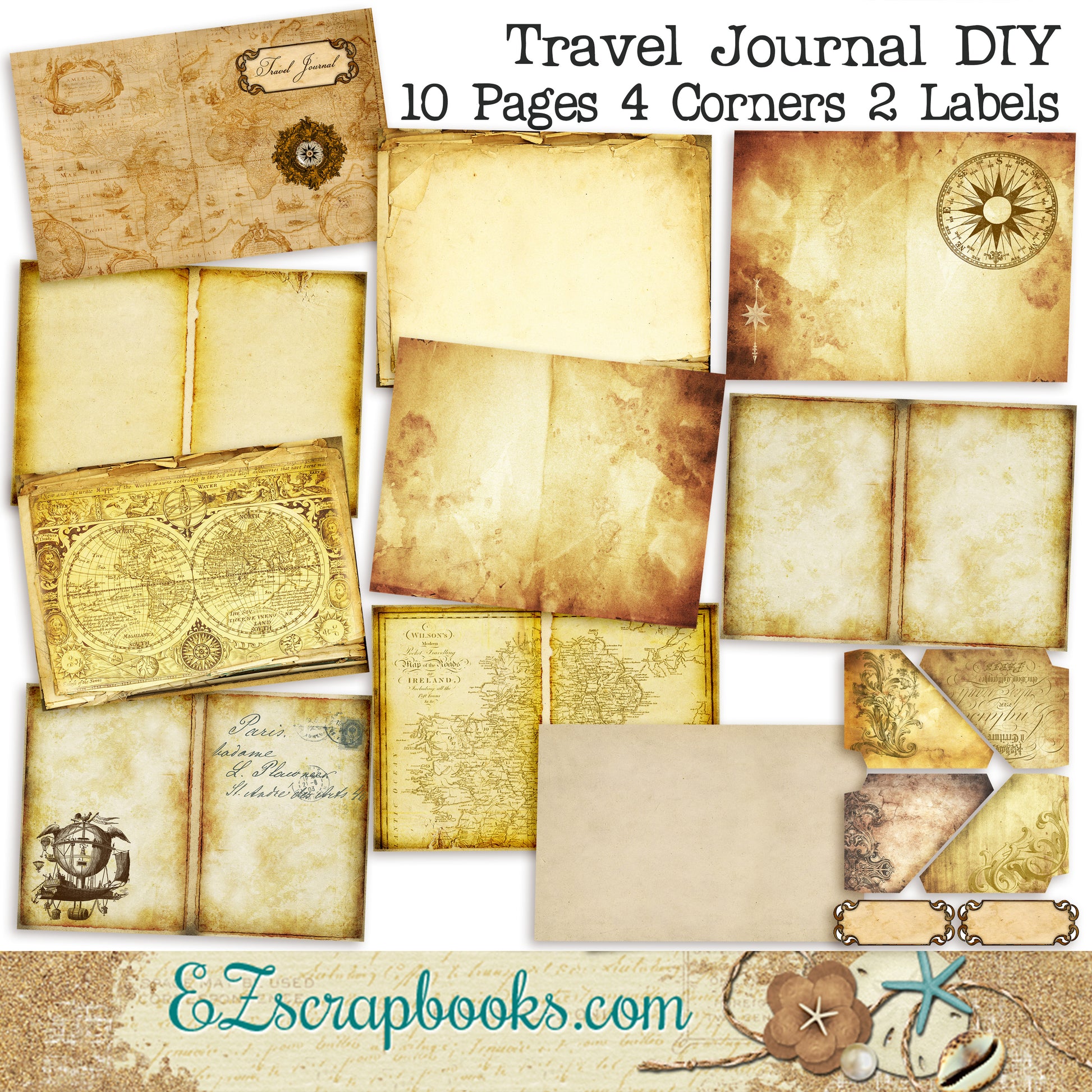 Travel Journal DIY Kit - 7015 - EZscrapbooks Scrapbook Layouts Journals