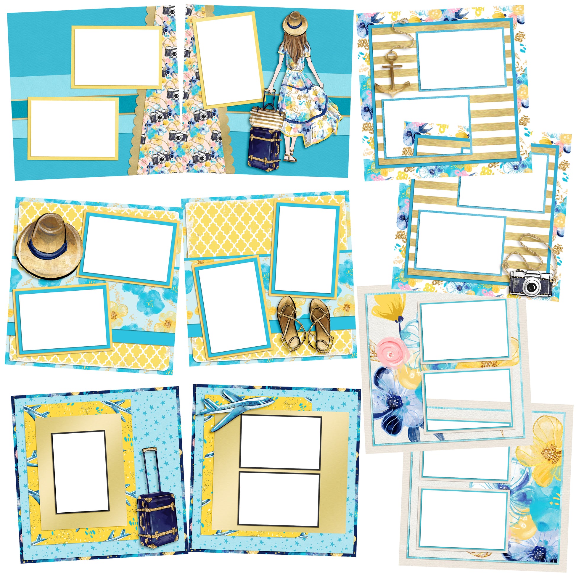 Tropical Escape EZ Quick Pages -  Digital Bundle - 10 Digital Scrapbook Pages - INSTANT DOWNLOAD - EZscrapbooks Scrapbook Layouts Beach, Beach - Tropical, Digital Bundle, Nautical