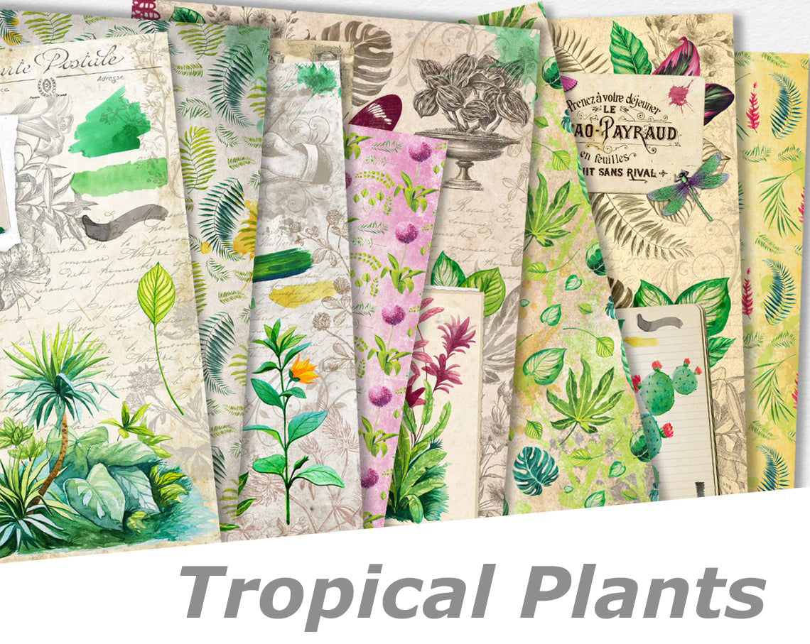 Tropical Plants Paper Pack - 7318 - EZscrapbooks Scrapbook Layouts Beach - Tropical, Journals, paper pack