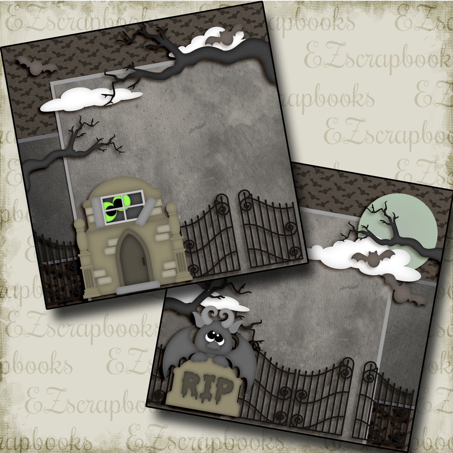 Cemetery NPM - 3537 - EZscrapbooks Scrapbook Layouts Halloween