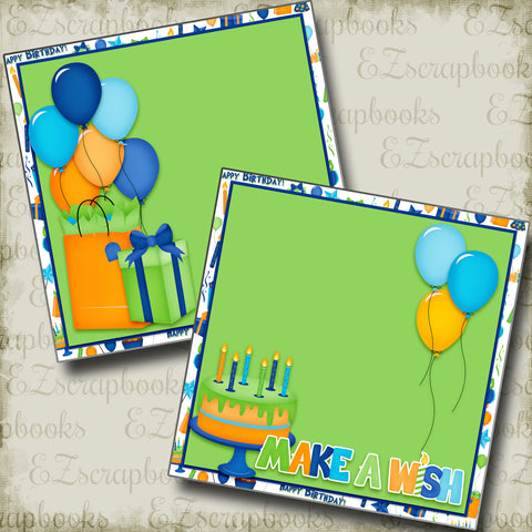 Make a Wish Green NPM - 3855 - EZscrapbooks Scrapbook Layouts Birthday