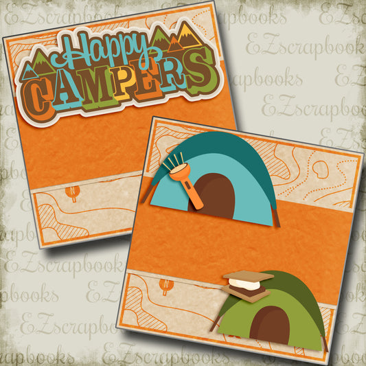 Happy Campers NPM - 4055 - EZscrapbooks Scrapbook Layouts Camping - Hiking
