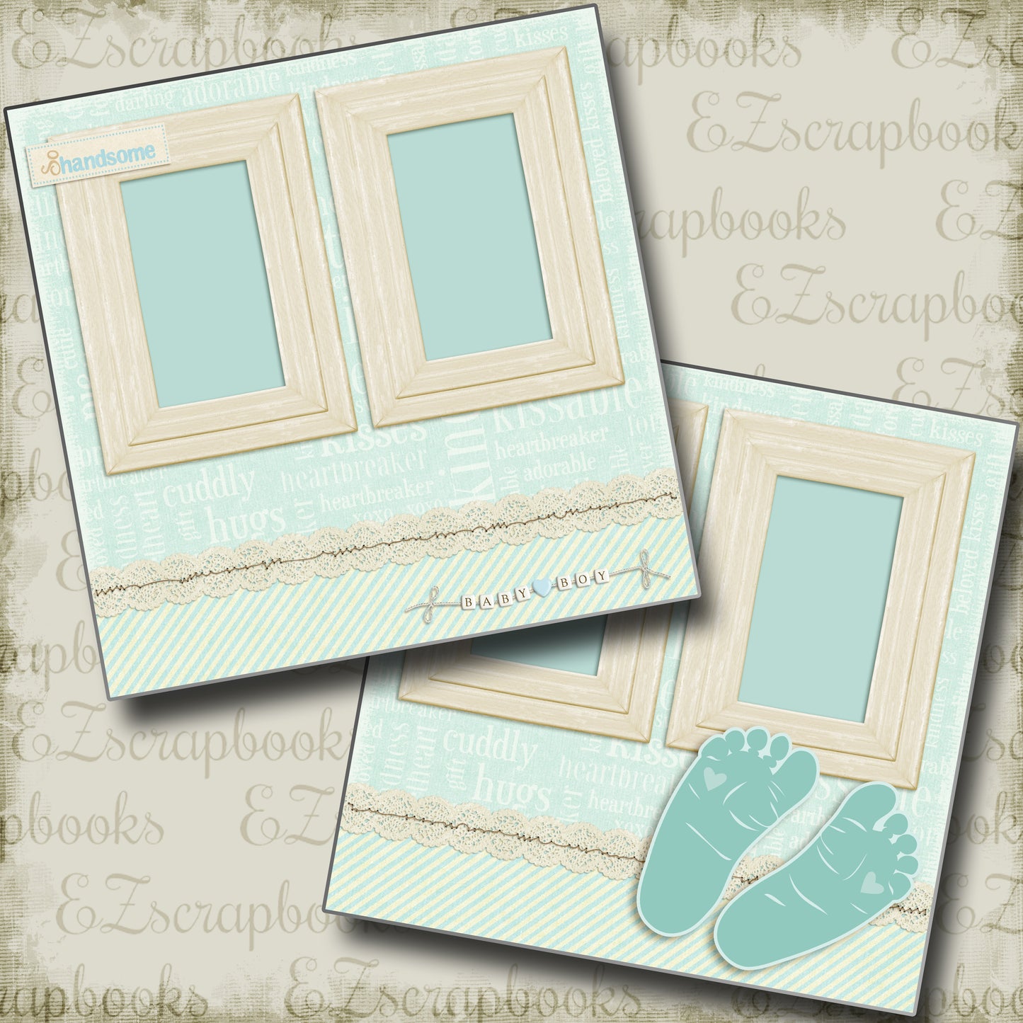 Footprints Baby Boy - 4044 - EZscrapbooks Scrapbook Layouts Baby, Baby - Toddler