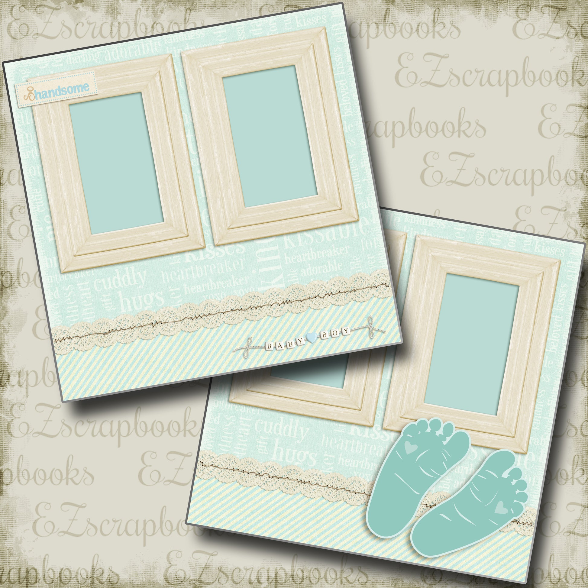 Footprints Baby Boy - 4044 - EZscrapbooks Scrapbook Layouts Baby, Baby - Toddler