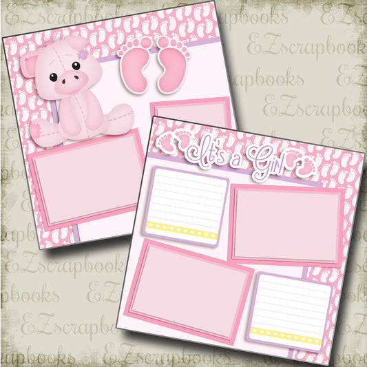 It's a Girl Piggy - 3808 - EZscrapbooks Scrapbook Layouts Baby - Toddler