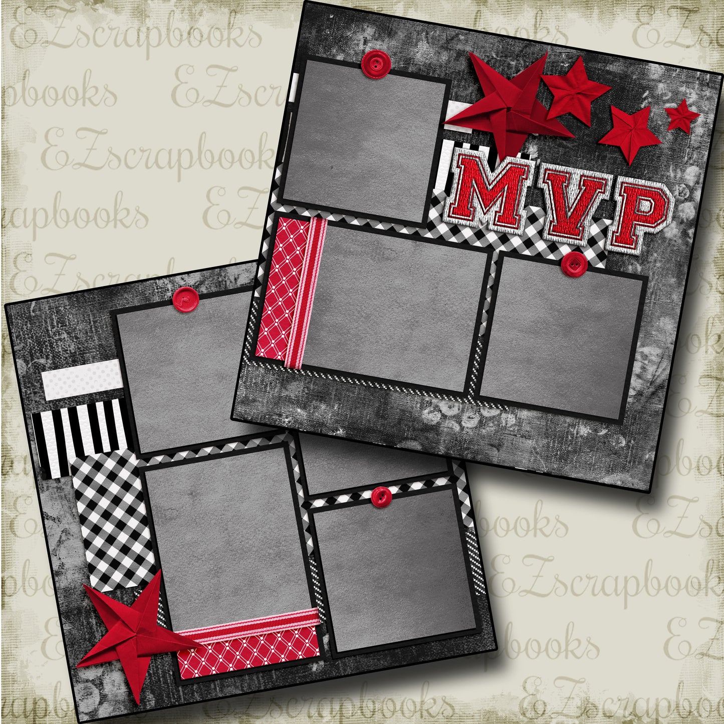 MVP - 3566 - EZscrapbooks Scrapbook Layouts BASKETBALL, football, Sports