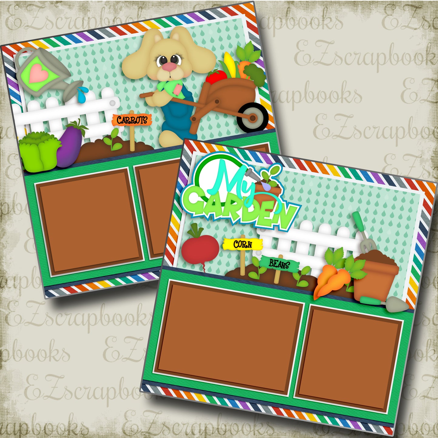 My Garden - 3402 - EZscrapbooks Scrapbook Layouts Farm - Garden