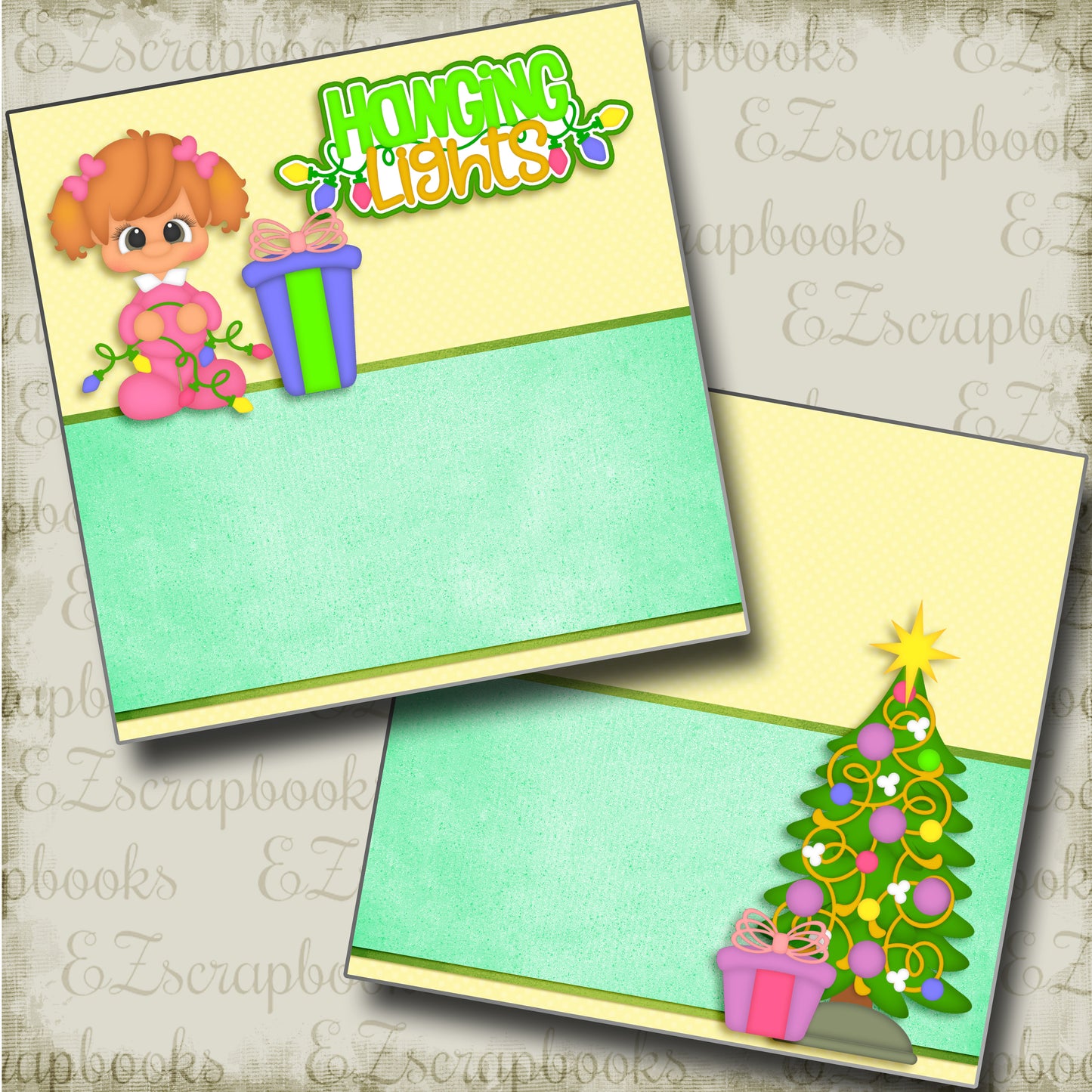 Hanging the Lights NPM - 3657 - EZscrapbooks Scrapbook Layouts Christmas