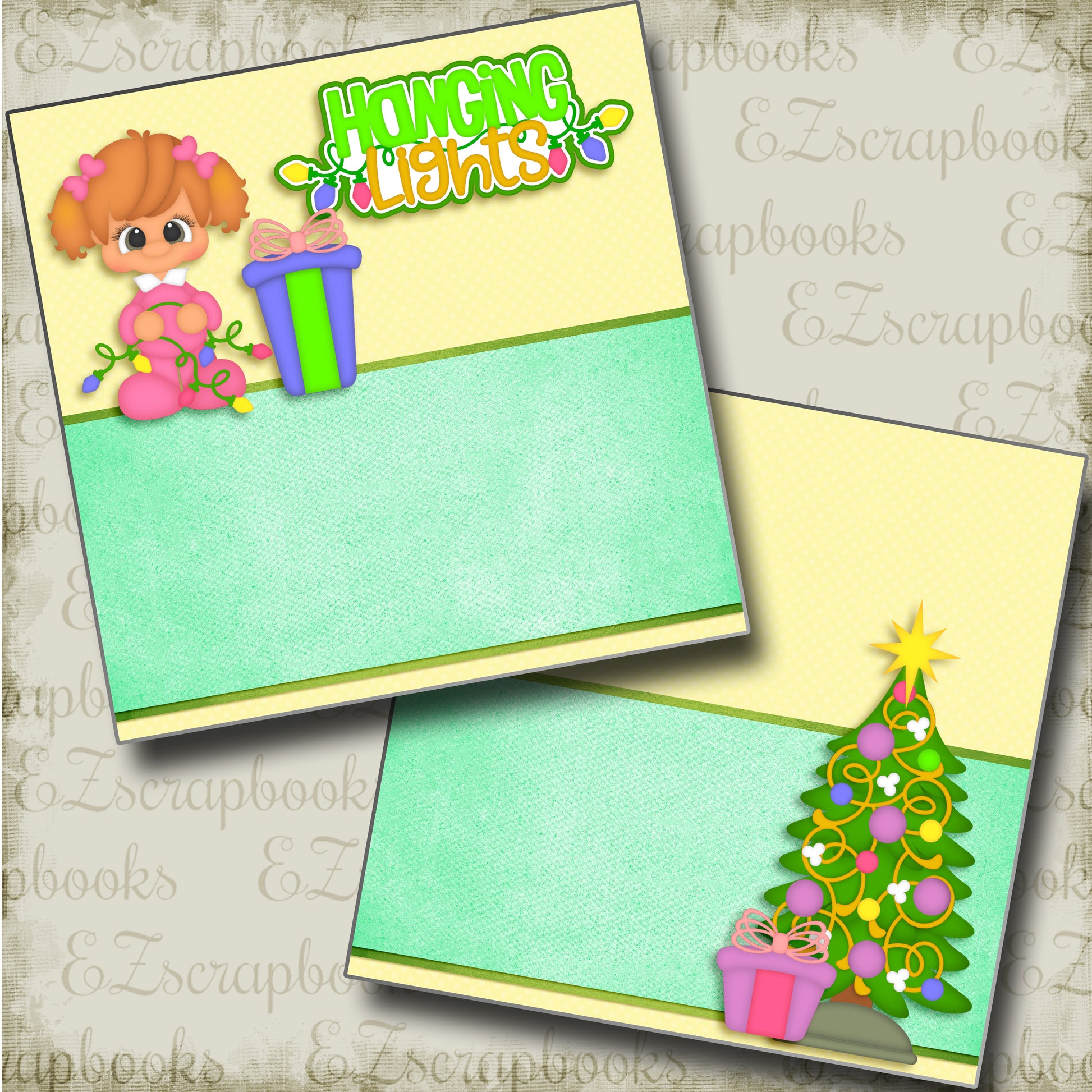 Hanging the Lights NPM - 3657 - EZscrapbooks Scrapbook Layouts Christmas