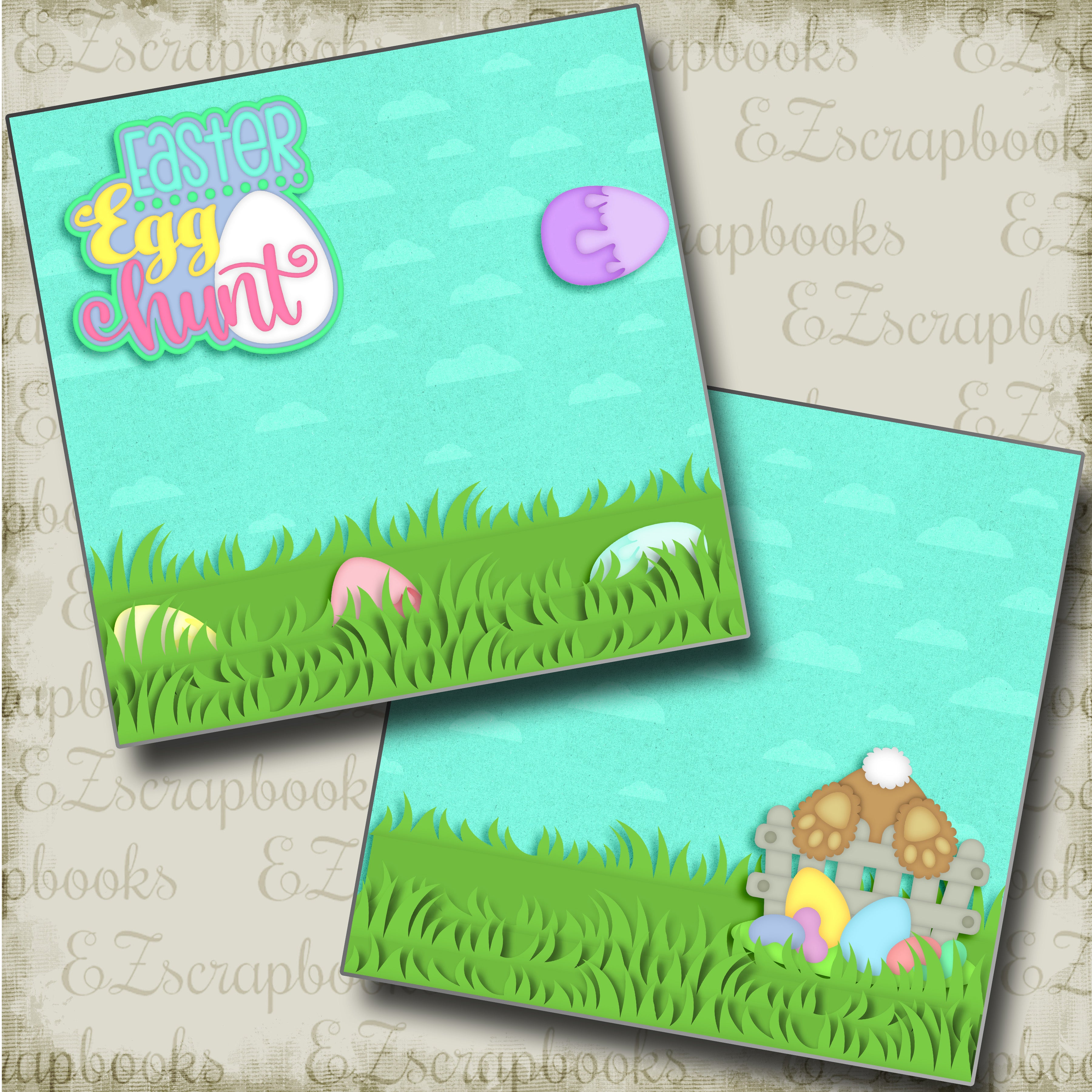 Easter Egg Hunt NPM - 4165 - EZscrapbooks Scrapbook Layouts Spring - Easter
