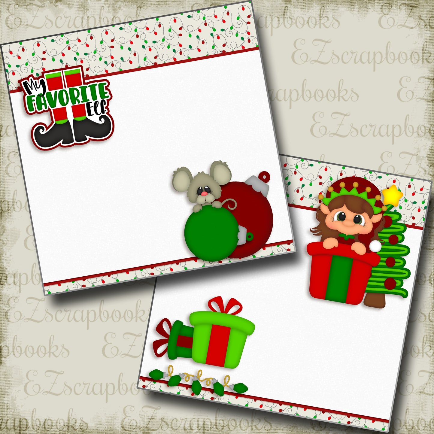 Favorite Elf Girl NPM - 3647 - EZscrapbooks Scrapbook Layouts Christmas