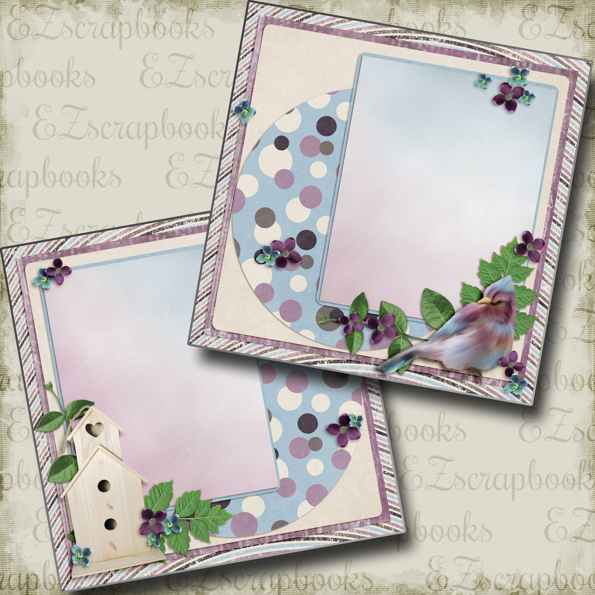 Lavender Spring NPM - 3887 - EZscrapbooks Scrapbook Layouts Spring - Easter