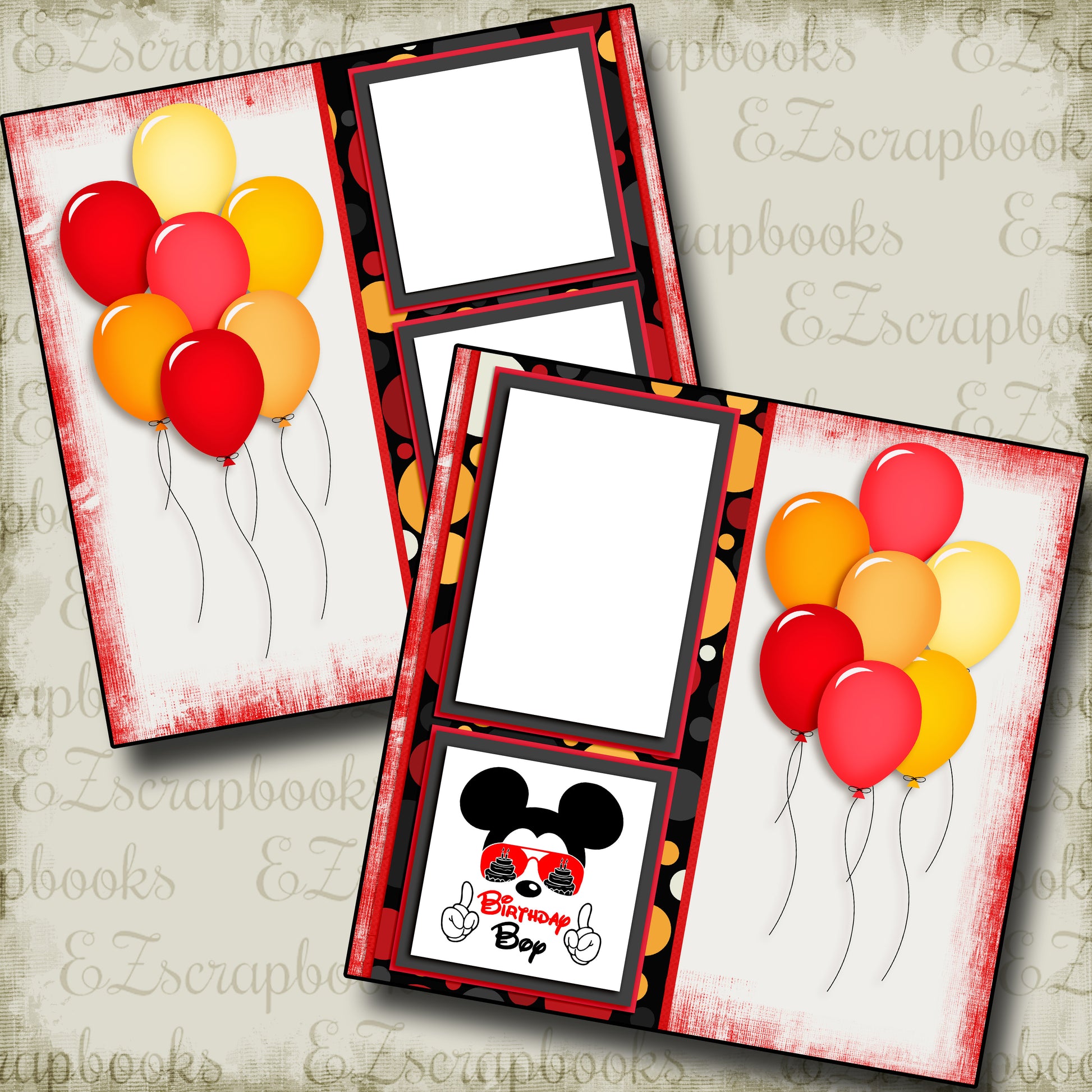 Birthday Boy Mickey - 3912 - EZscrapbooks Scrapbook Layouts Birthday, Disney
