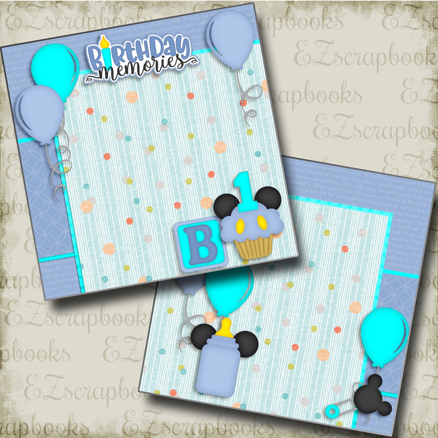 Birthday Memories Boy NPM - 3439 - EZscrapbooks Scrapbook Layouts Baby - Toddler, Birthday