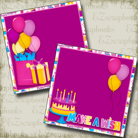 Make a Wish Purple NPM - 3857 - EZscrapbooks Scrapbook Layouts Birthday