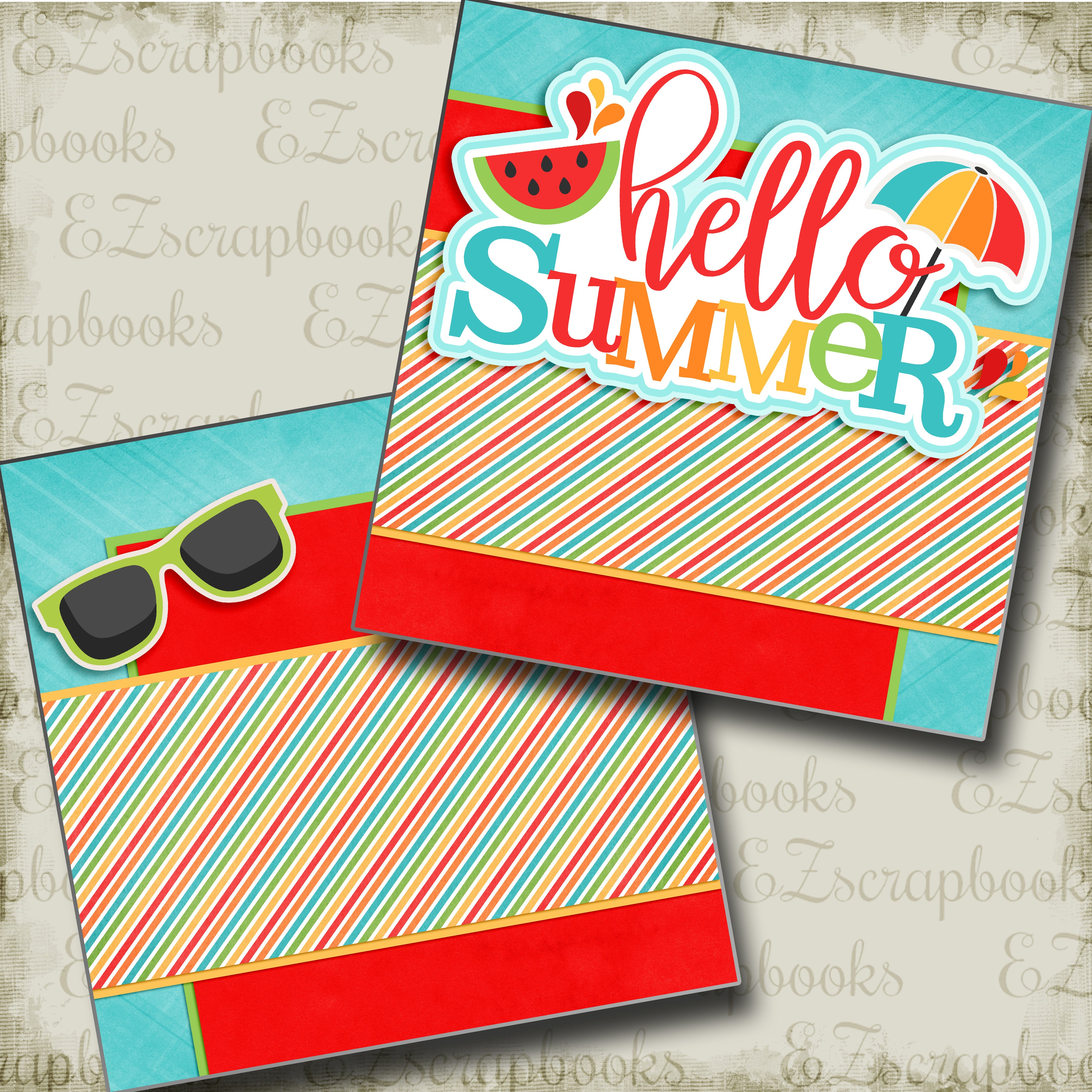 Hello Summer NPM - 3379 - EZscrapbooks Scrapbook Layouts Beach - Tropical, Summer
