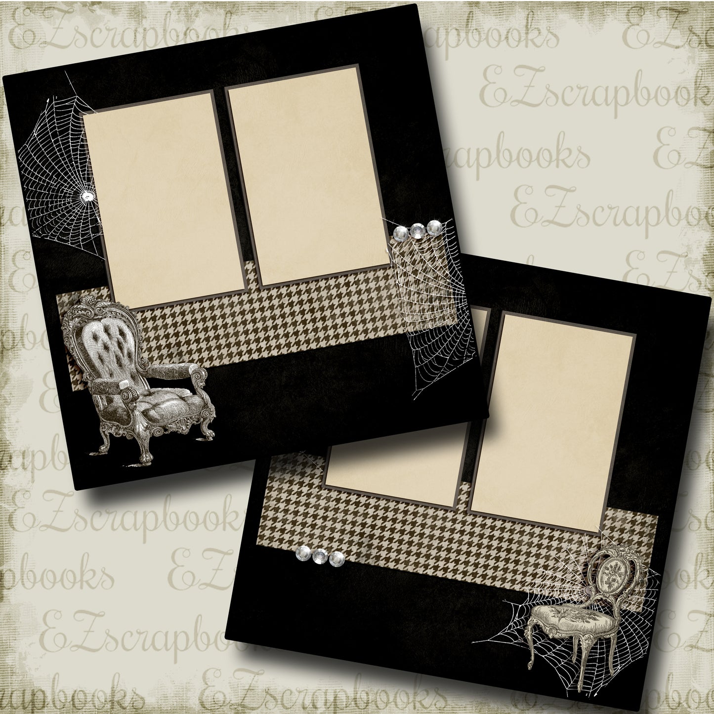 Ghostly Chairs - 3414 - EZscrapbooks Scrapbook Layouts Halloween