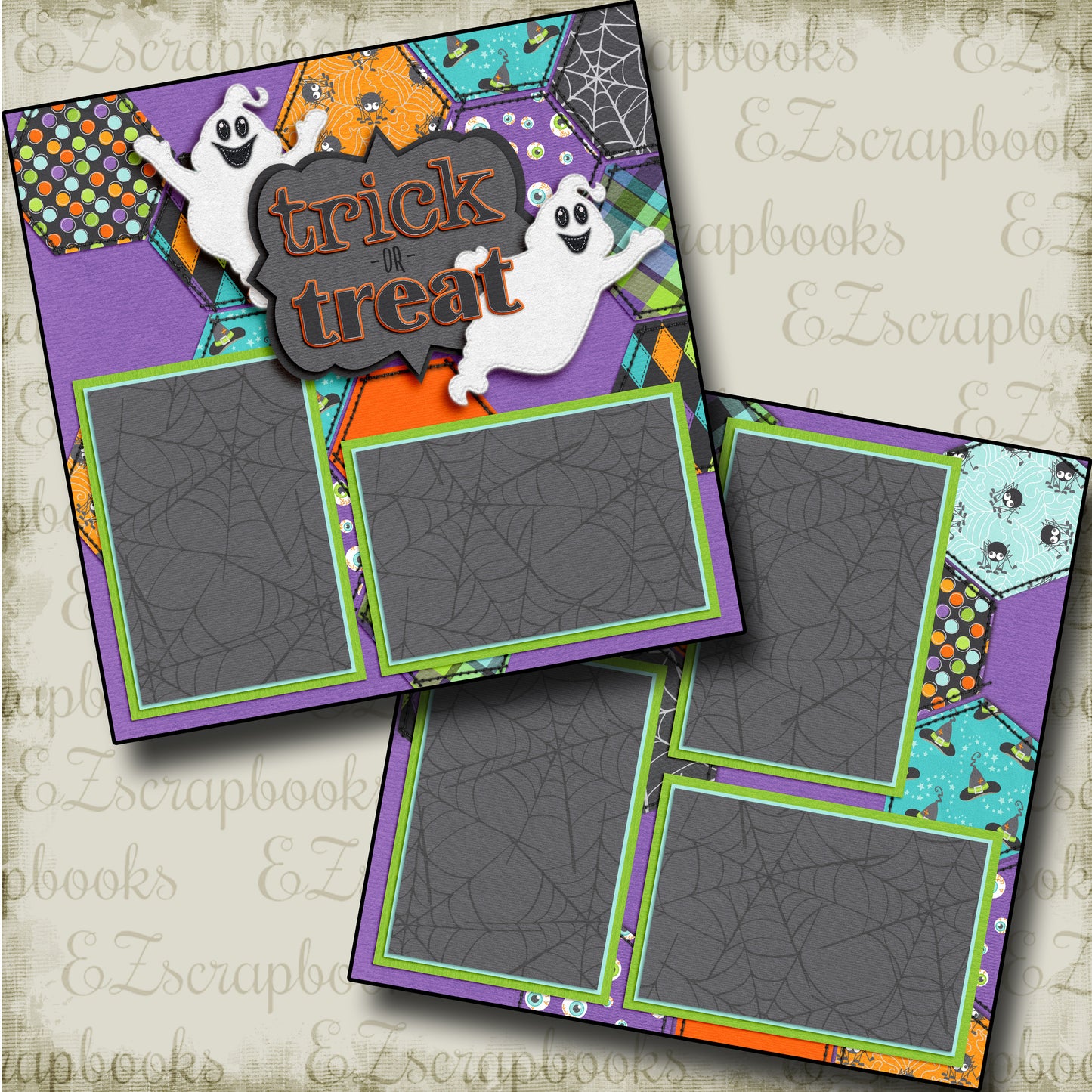 Trick or Treat - 3570 - EZscrapbooks Scrapbook Layouts Halloween