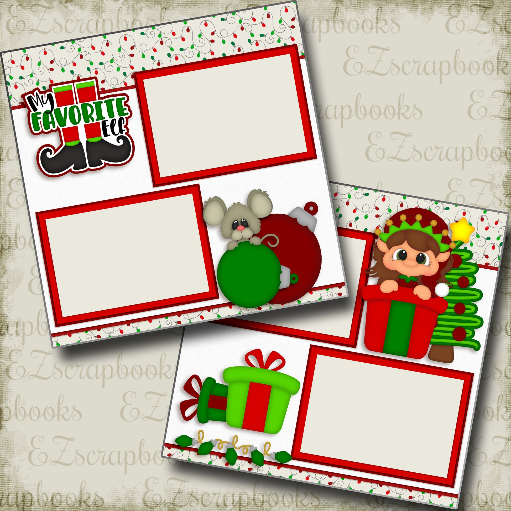 Favorite Elf Girl - 3646 - EZscrapbooks Scrapbook Layouts Christmas