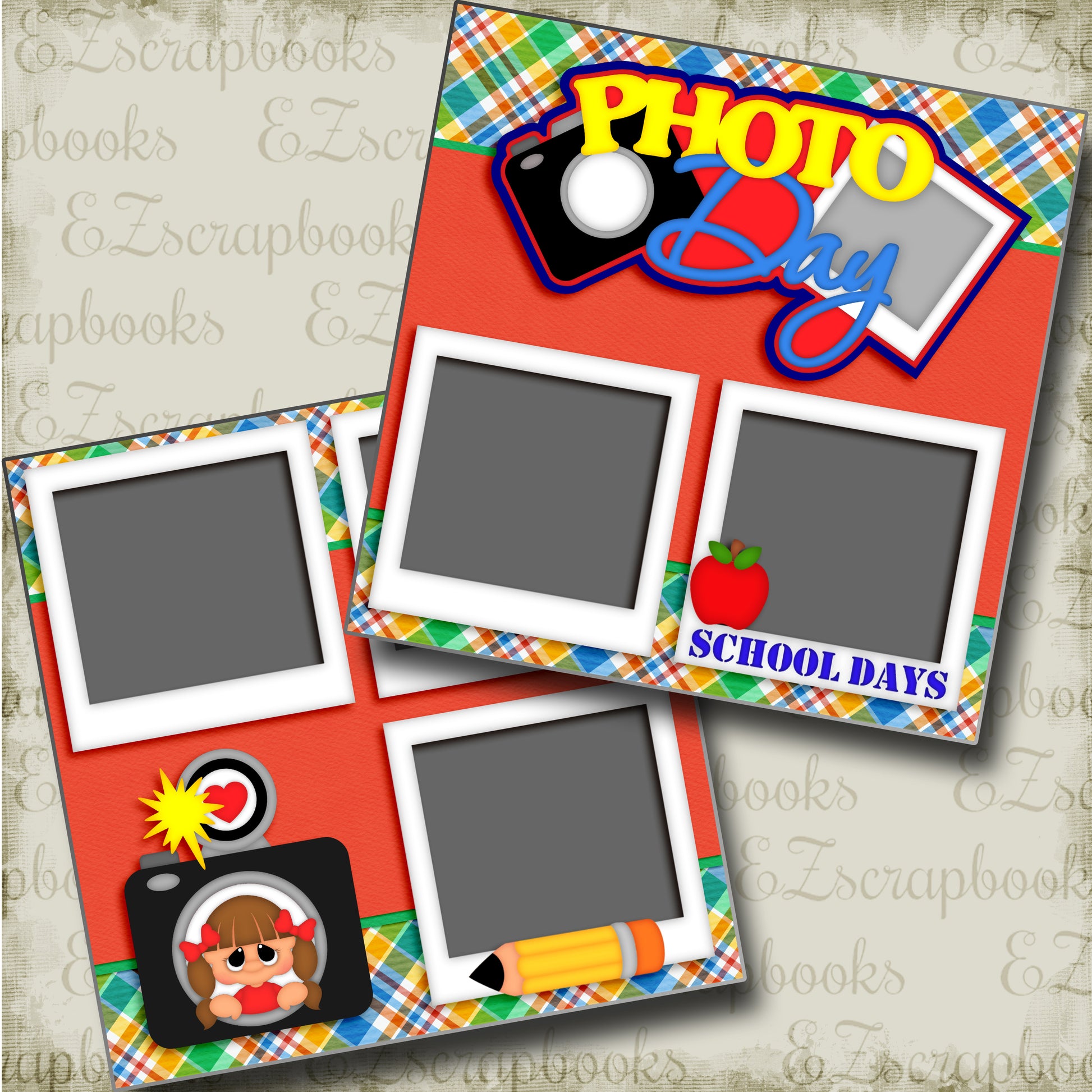 Photo Day Girl - 3504 - EZscrapbooks Scrapbook Layouts Kids, School