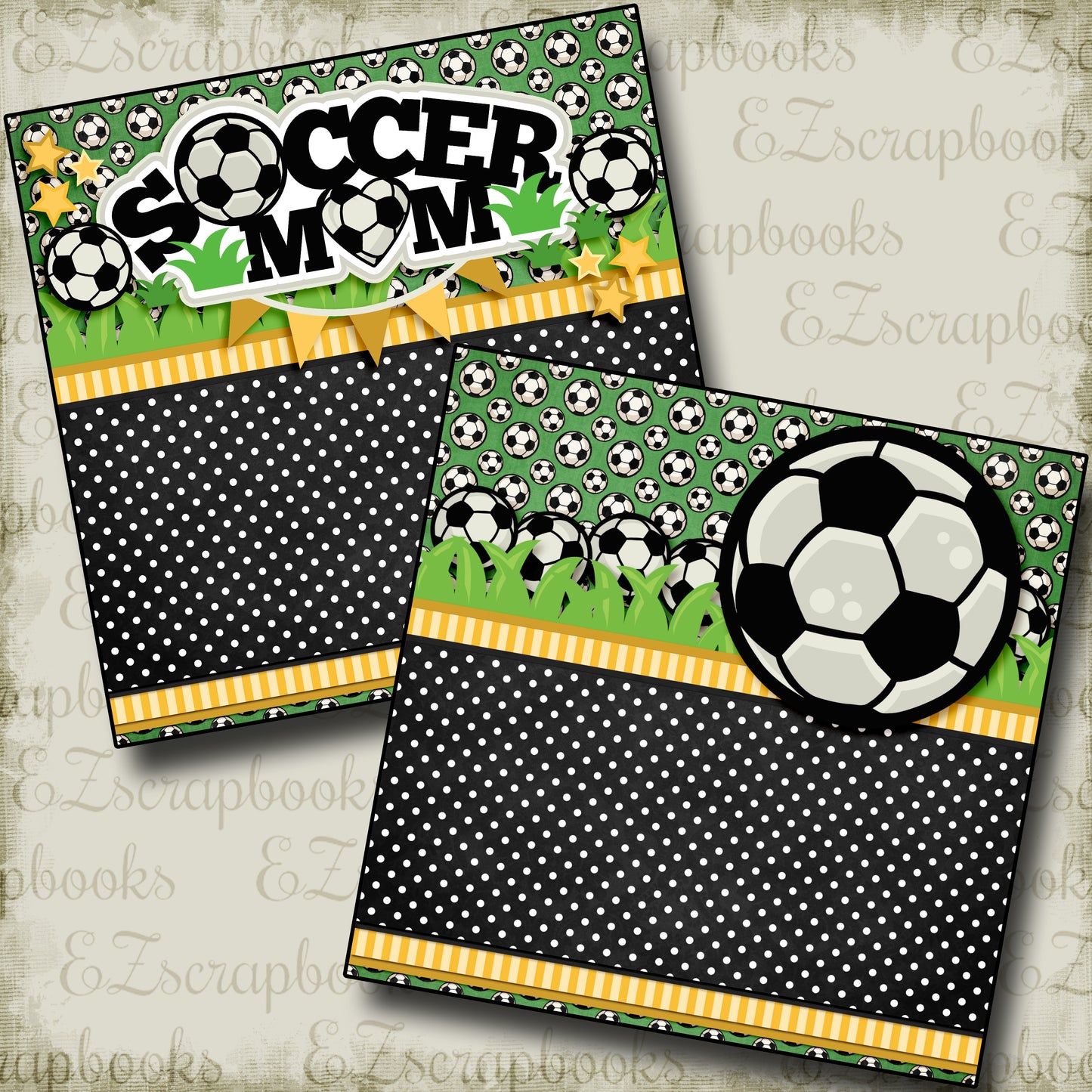Soccer Mom Yellow NPM - 3307 - EZscrapbooks Scrapbook Layouts soccer, Sports